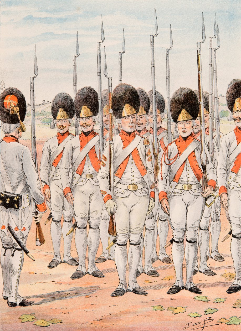 Jacques Marie Gaston Onfroy de Breville dit JOB (1858-1931) - Výstroj francouzských jednotek všech dob: Granátníci pluku Orleans Infanterie (1765 - 1775), soukromá sbírka od pseudonym for Onfray de Breville Jacques Job