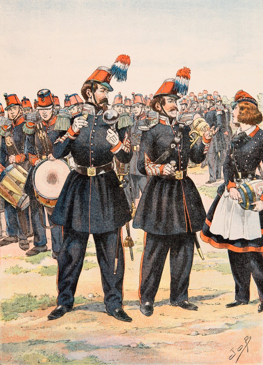 Jacques Marie Gaston Onfroy de Breville dit JOB (1858-1931) - Oblečení francouzských jednotek všech dob: Tambour Major, dirigent hudby a cantiniere Moblie Guard od pseudonym for Onfray de Breville Jacques Job