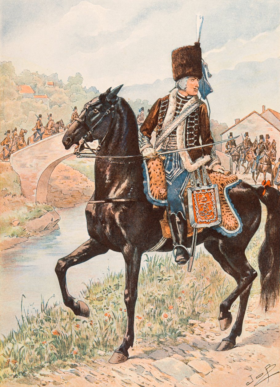 Jacques Marie Gaston Onfroy de Breville dit JOB (1858-1931) - Výstroj francouzských jednotek všech dob: Plukovník husarů z Chamborantu (1784), soukromá sbírka od pseudonym for Onfray de Breville Jacques Job