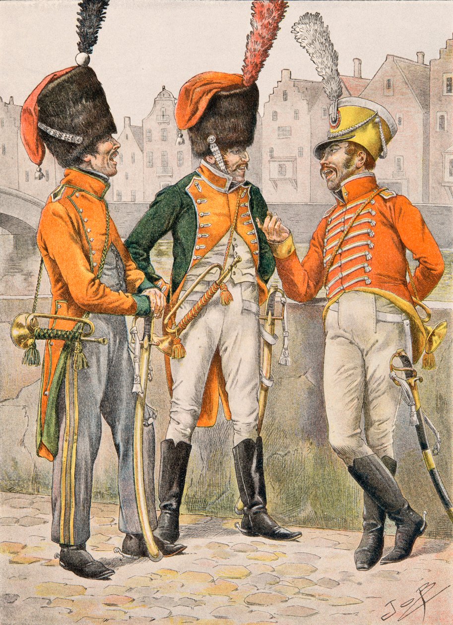 Jacques Marie Gaston Onfroy de Breville dit JOB (1858-1931) - Výstroj francouzských jednotek všech dob: Trumpety 14, eme, 23, eme, 24, eme regimentů lovců na koních před rokem 1812, soukromá sbírka od pseudonym for Onfray de Breville Jacques Job