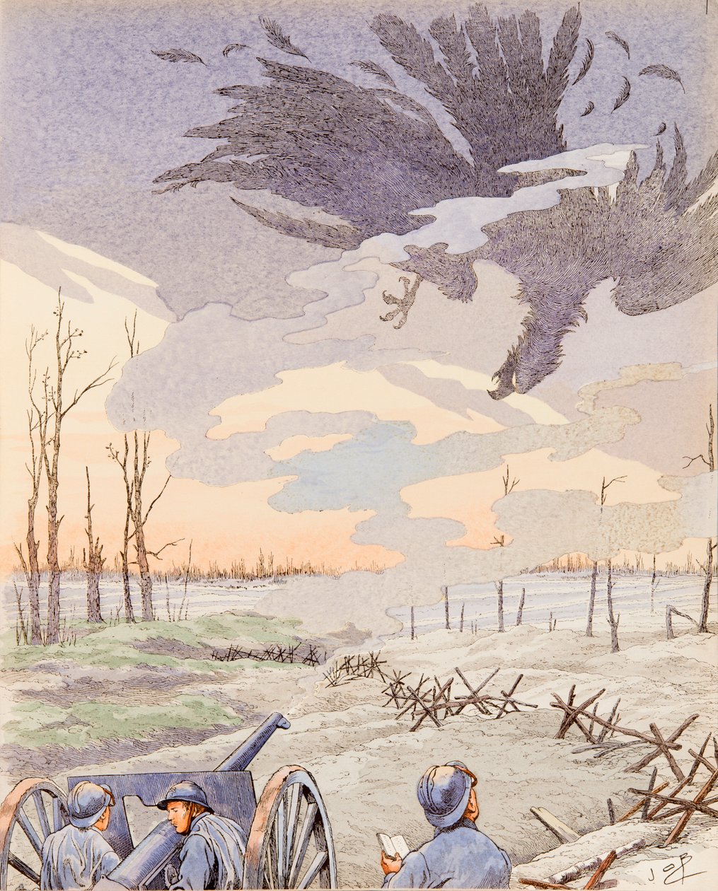 Jacques Marie Gaston Onfroy de Breville dit JOB (1858-1931) - 75 dělo (alegorie 75 děl střílejících německého orla během první světové války), soukromá sbírka od pseudonym for Onfray de Breville Jacques Job
