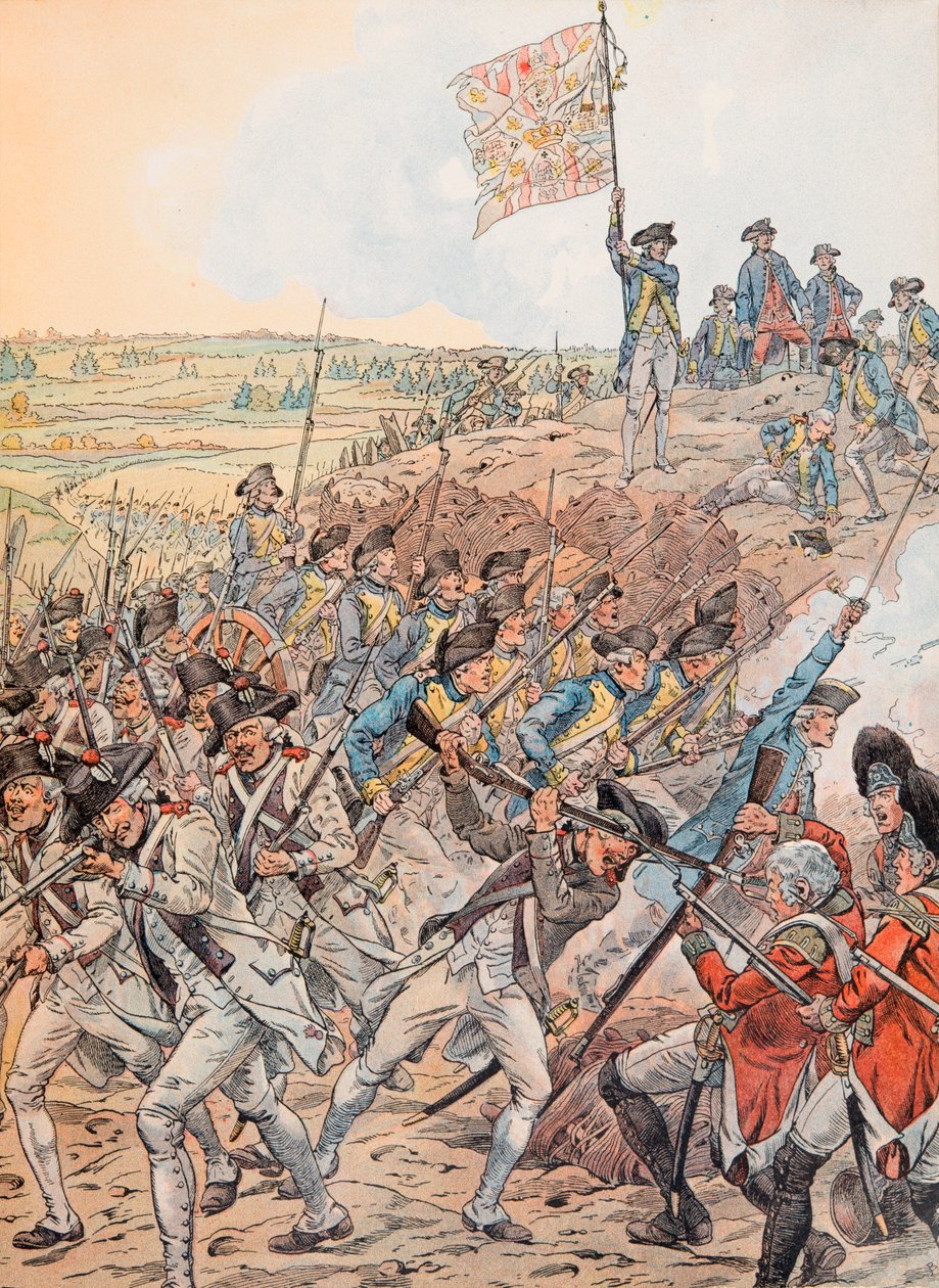 Jacques Marie Gaston Onfroy de Breville dit JOB (1858-1931) - Francouzi během bitvy o Yorktown v říjnu 1781 během války za nezávislost, soukromá sbírka od pseudonym for Onfray de Breville Jacques Job