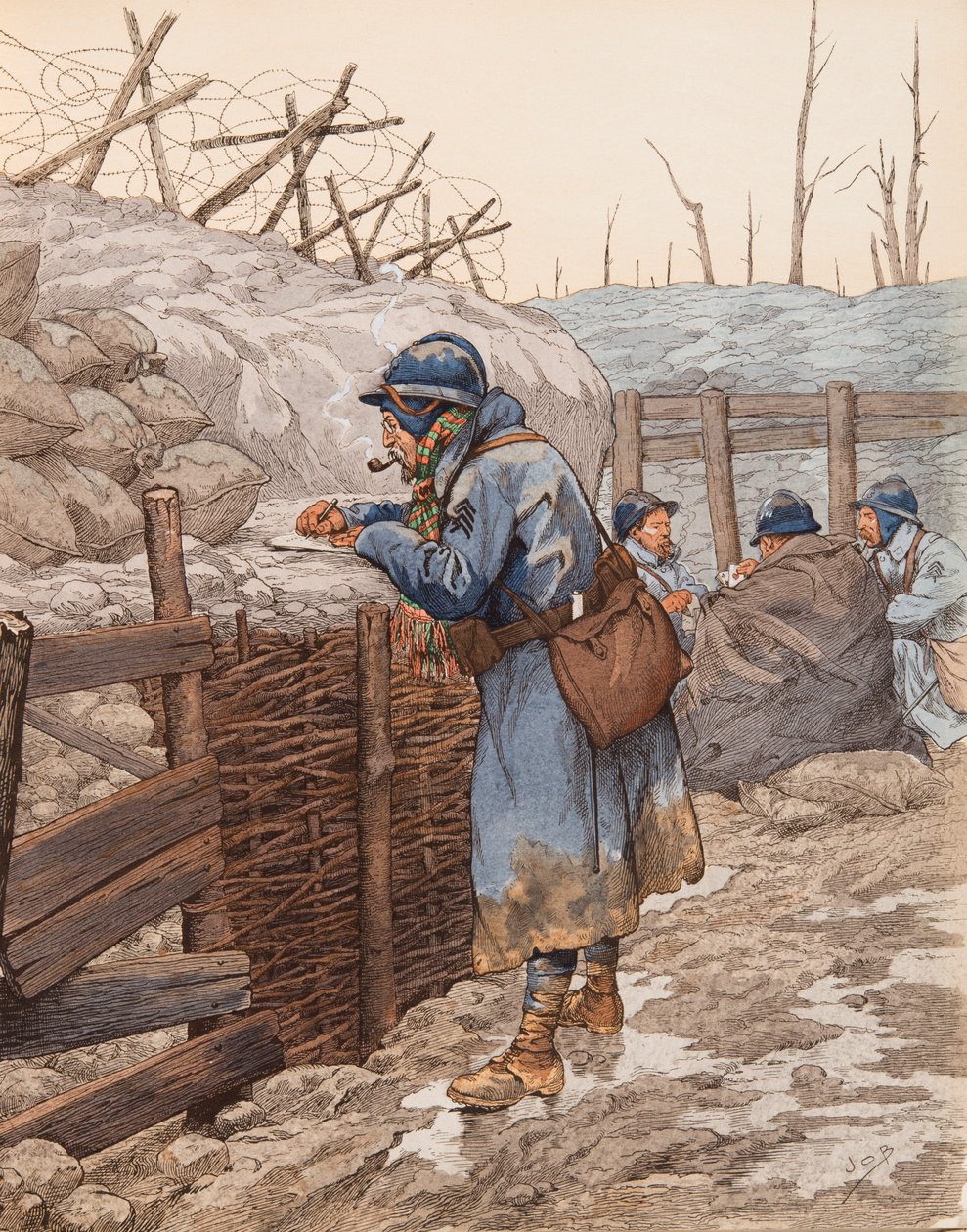 Jacques Marie Gaston Onfroy de Breville dit JOB (1858-1931) - Dopis pepere (chlupatý v zákopu psal své rodině během první světové války), soukromá sbírka od pseudonym for Onfray de Breville Jacques Job