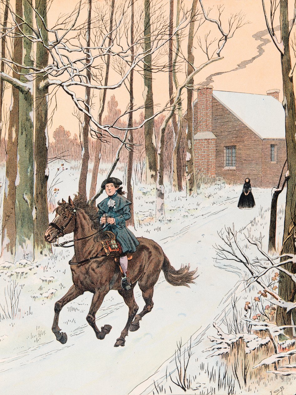 Jacques Marie Gaston Onfroy de Breville dit JOB (1858-1931) - Mladý George Washington (1732 - 1799) odešel z rodinného domu v roce 1740 do Old Field School, Private Collection od pseudonym for Onfray de Breville Jacques Job