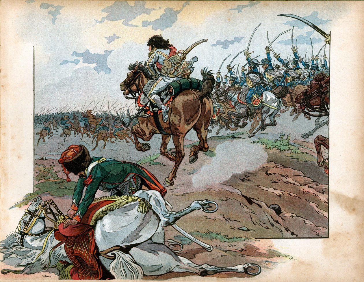 Joachim Murat (1767-1815) obviněn se svými muži v bitvě u Heilsbergu 10. od pseudonym for Onfray de Breville Jacques Job