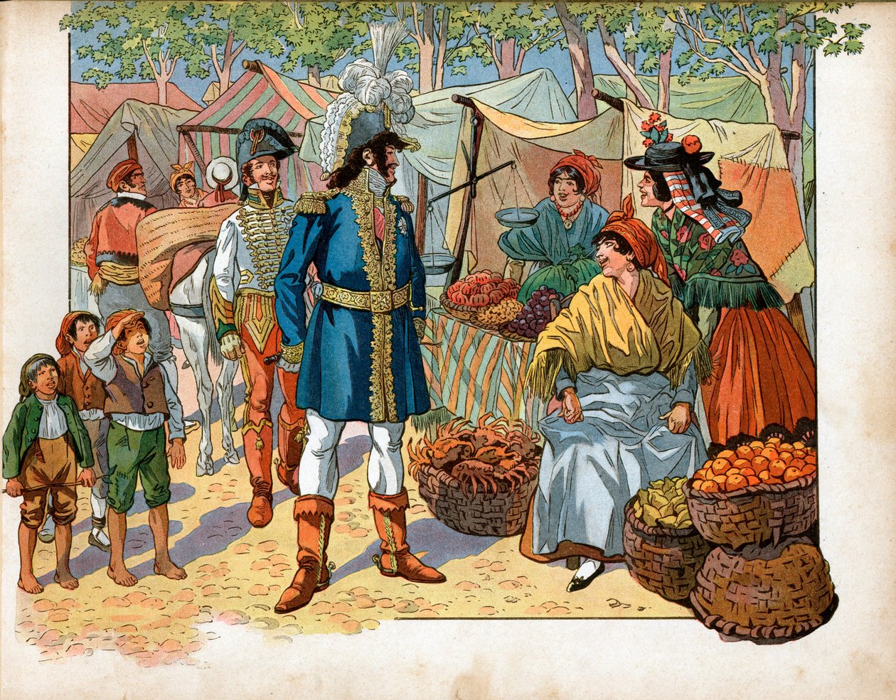 Joachim Murat (1767-1815) na schodech ve Španělsku. Rytina Jacques Marie Gaston Onfray de Breville dit Job (1858-1931) od pseudonym for Onfray de Breville Jacques Job