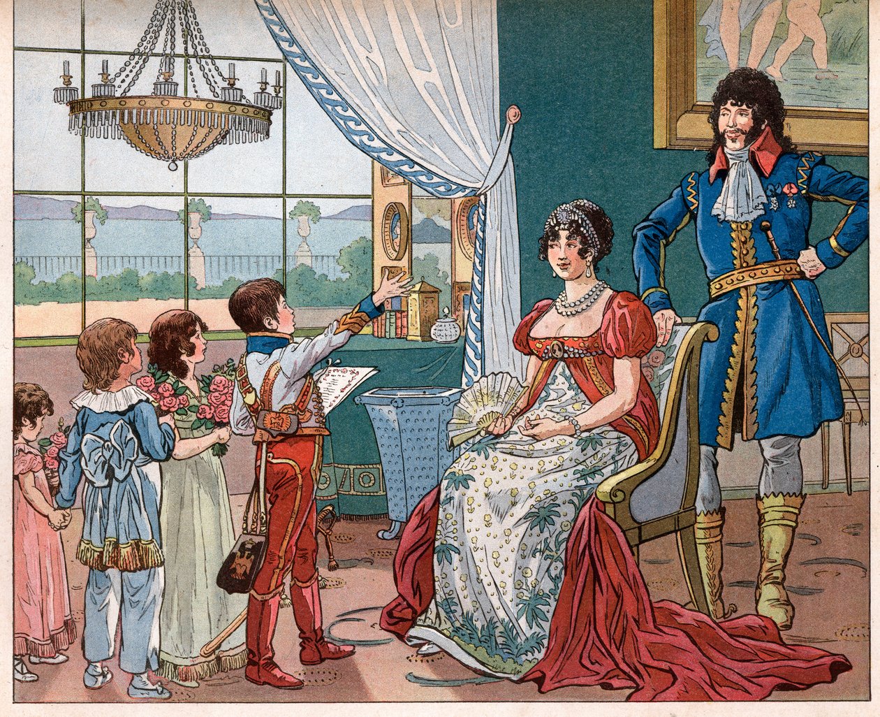 Joachim Murat (1767-1815) s manželkou Caroline Bonaparte (1782-1839) a jejich dětmi (Achilles od pseudonym for Onfray de Breville Jacques Job