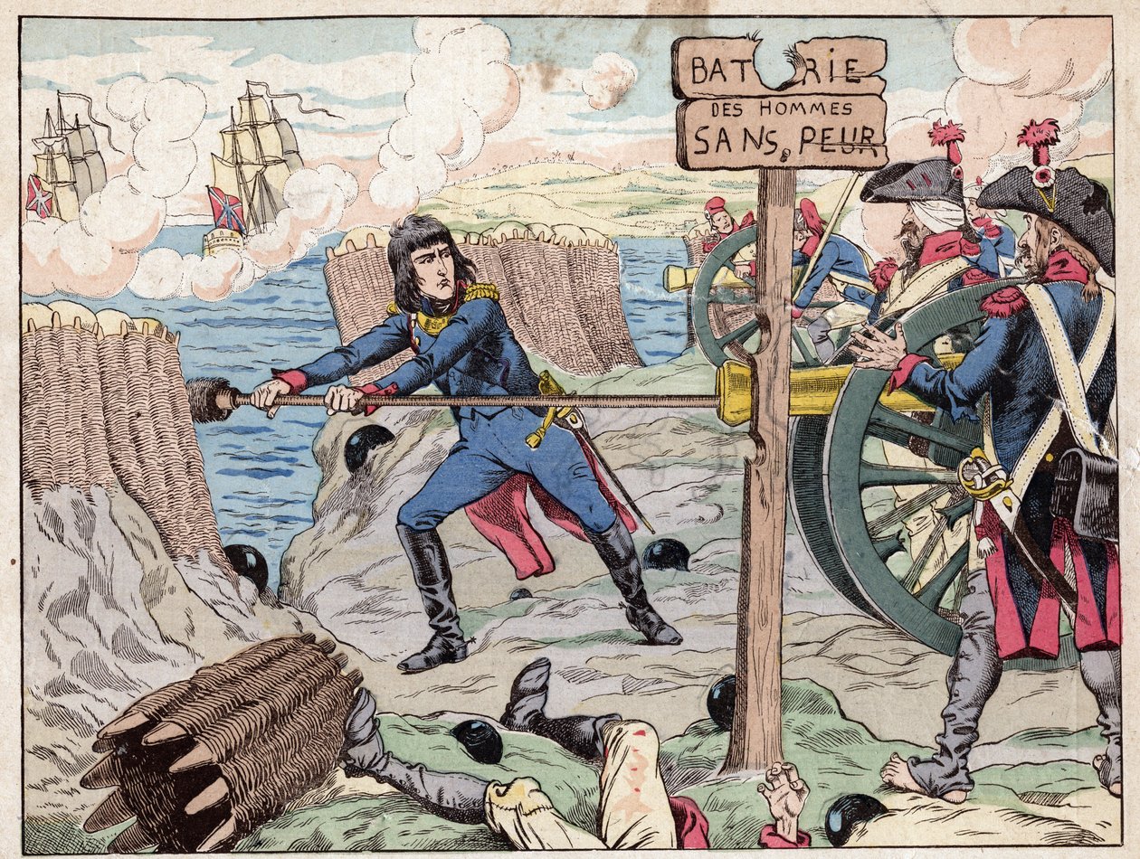 NAPOLEON AT TOULON - (Toulon Siege) 1793 - litografie Job (Jacques Onfroy de Breville) z „“Le Grand Napoleon des Petites Enfants“““ 1893 od pseudonym for Onfray de Breville Jacques Job