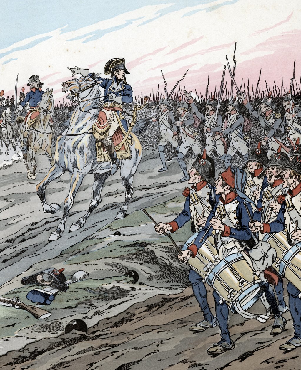 Napoleon Bonaparte během bitvy u Marenga (1800) od pseudonym for Onfray de Breville Jacques Job
