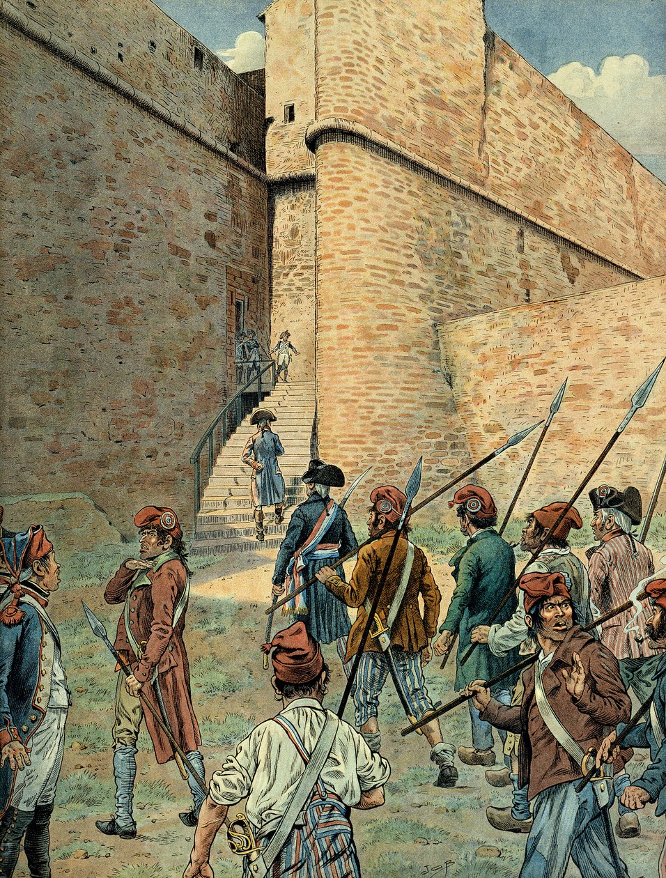 Napoleon I. Bonaparte (1769-1821) provedl průzkum na náměstí pevnosti Antibes 10. srpna od pseudonym for Onfray de Breville Jacques Job