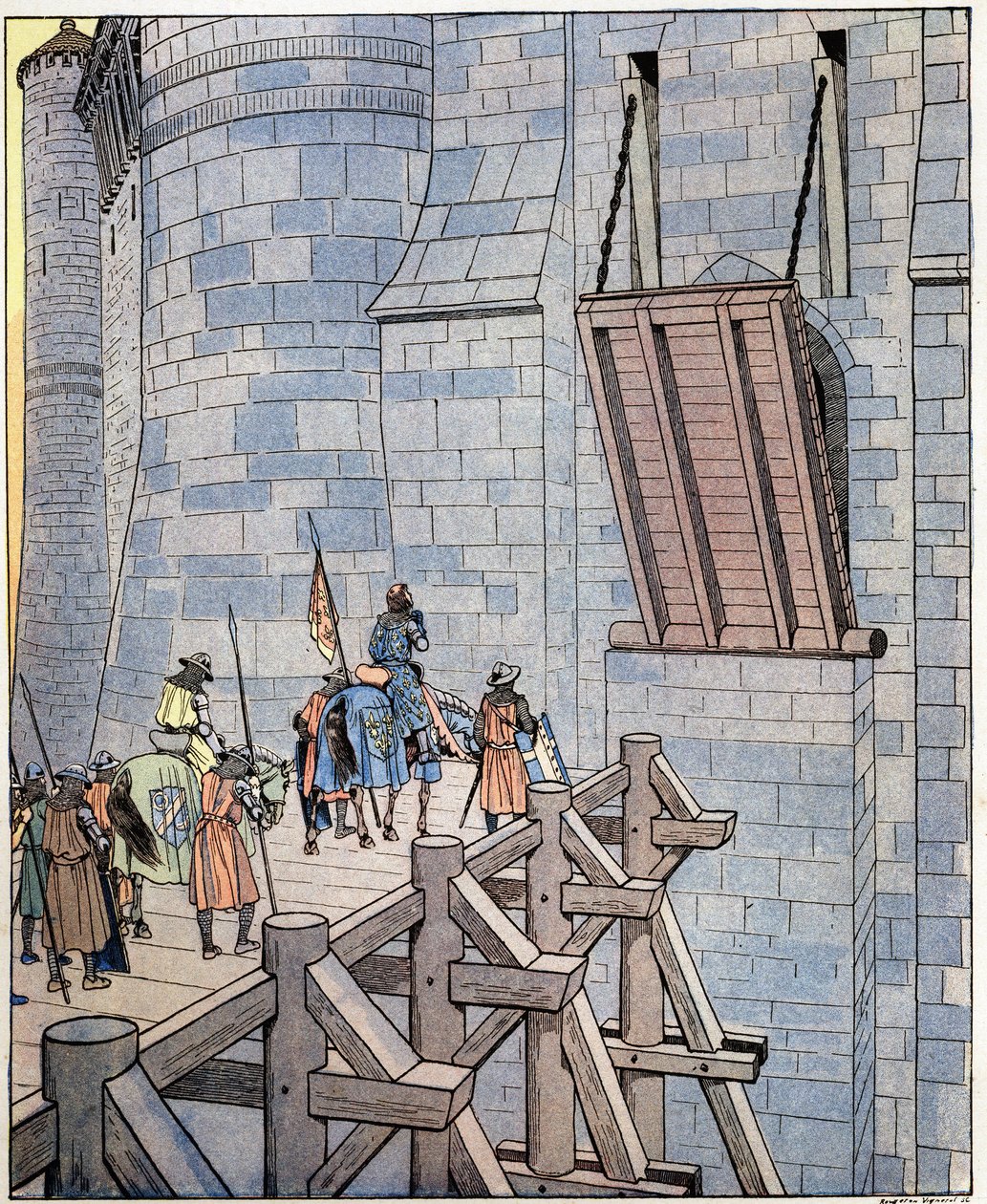 Otevřete se, je to francouzské štěstí! (neboli „Otevřete, to je neštěstí král Francie!“) Slova francouzského krále Filipa VI. dit Philippe de Valois (1293-1350) dorazí před most Levis u zámku de Broye u Crecy. Byl zraněn v Battl od pseudonym for Onfray de Breville Jacques Job