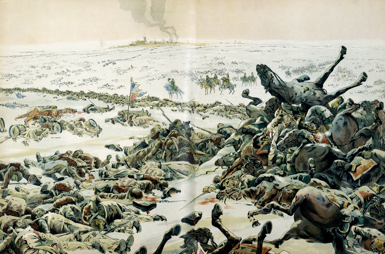 Tažení Prusko a Polsko (1806-1807): den po vítězství Eylau navštívil Napoleon I. Bonaparte (1769-1821) bojiště a četné ztráty na zemi 9. února od pseudonym for Onfray de Breville Jacques Job