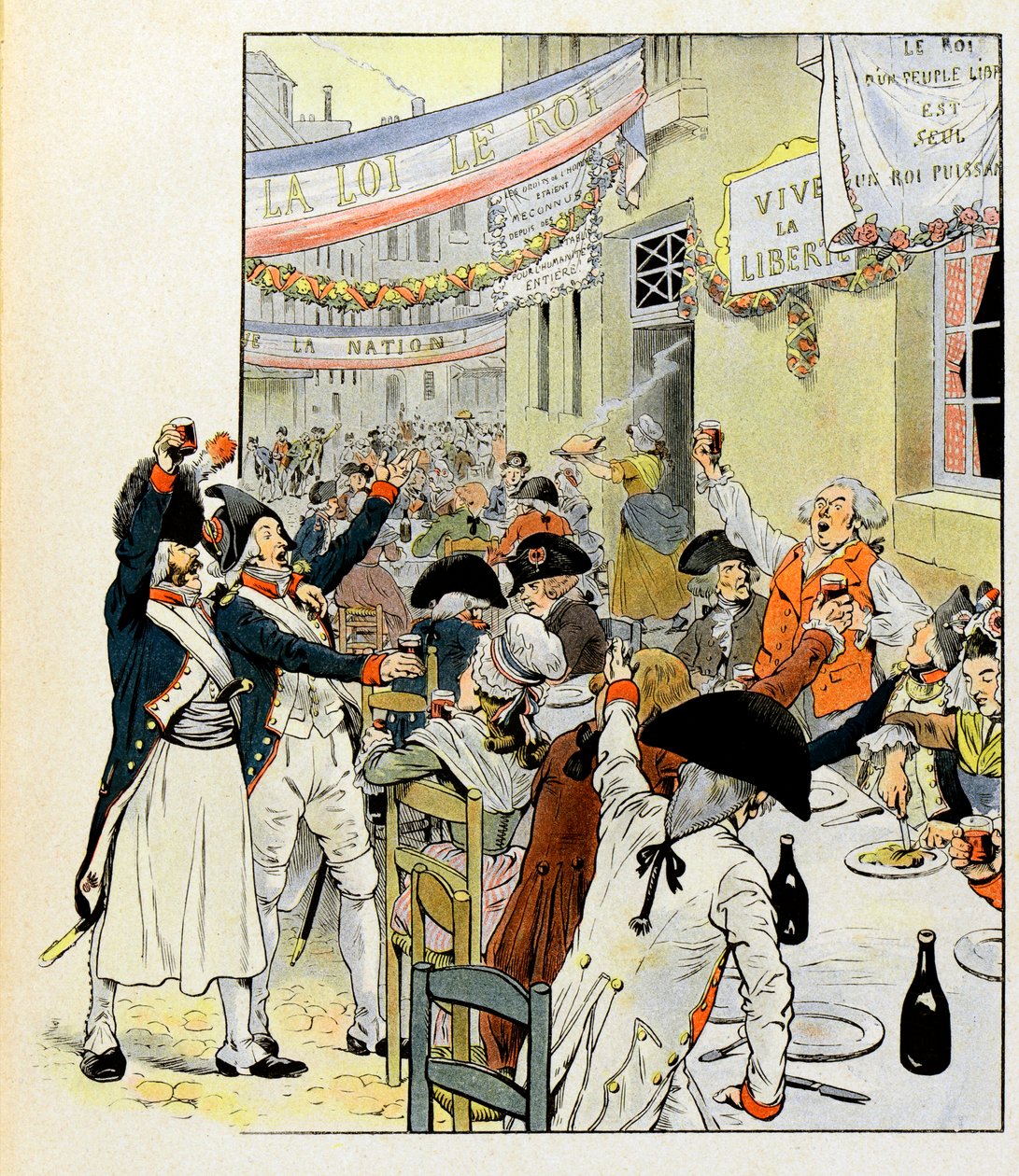 Revoluční banket po dobytí Bastily – ilustrace Job (Jacques Marie Gaston Onfray a Breville) (Jacques-Marie) (1858-1931) pro knihu „La Tour d