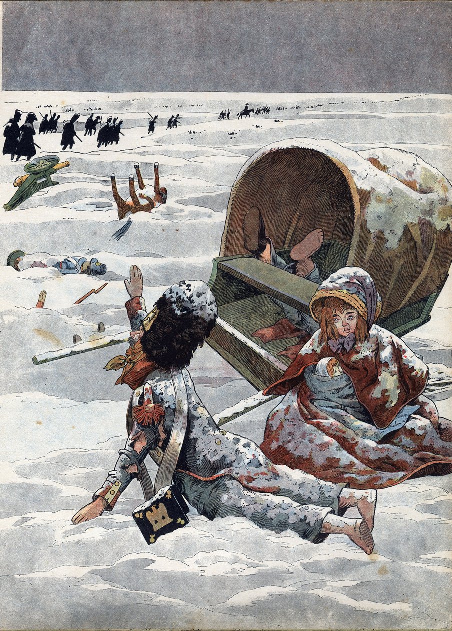 Scéna z dějin Francie v hračkách: Epizoda ruského ústupu během napoleonské války (1812). V “” Joujoux a l