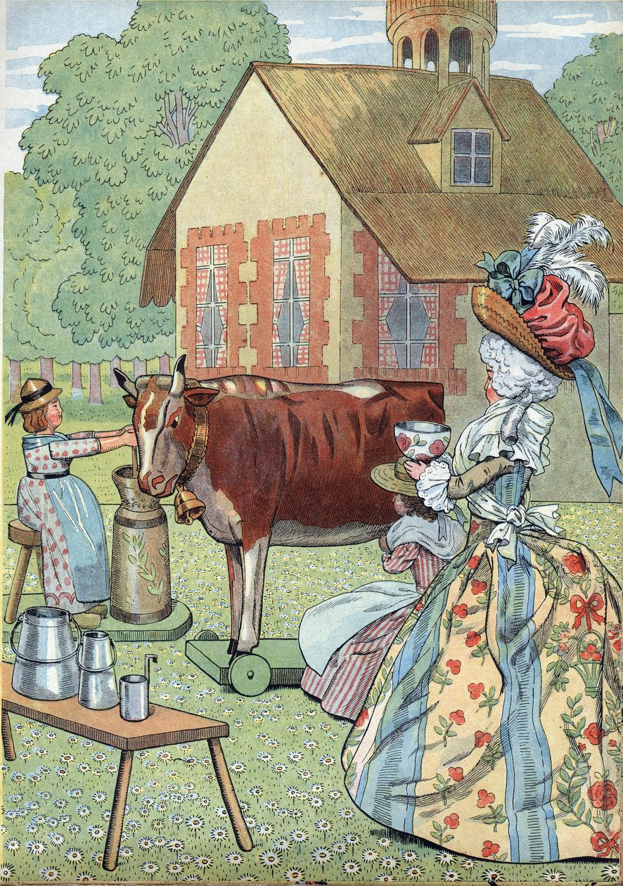 Scéna z historie Francie v hračkách: Malý Trianon Marie Antoinetty (Marie-Antoinette od pseudonym for Onfray de Breville Jacques Job