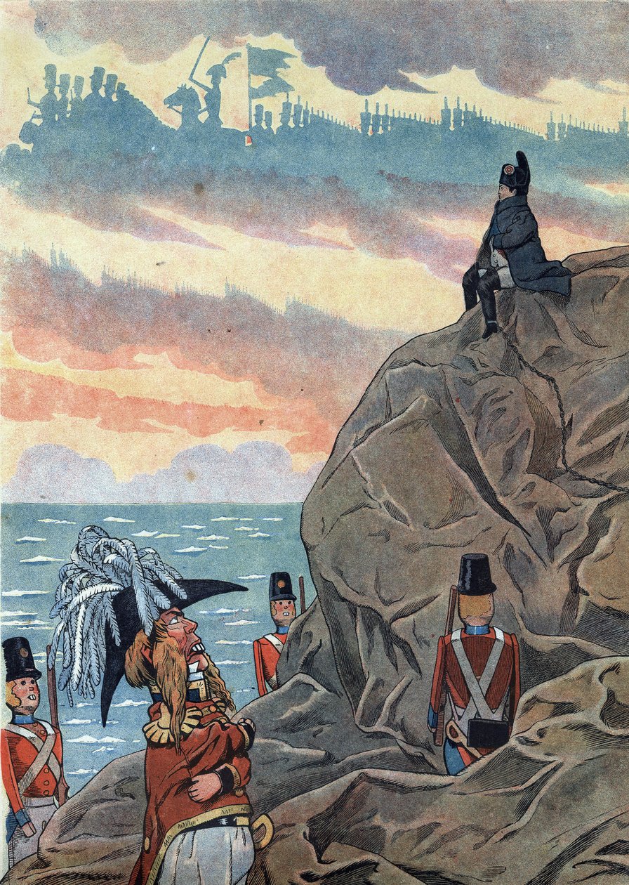 Scéna dějin Francie v hračkách: Napoleon I. Bonaparte (1769-1821) v exilu na ostrově Sainte Helene (Sainte-Helene) prezentovaný v postoji melancholie a osamělosti. V „“ Joujoux a l