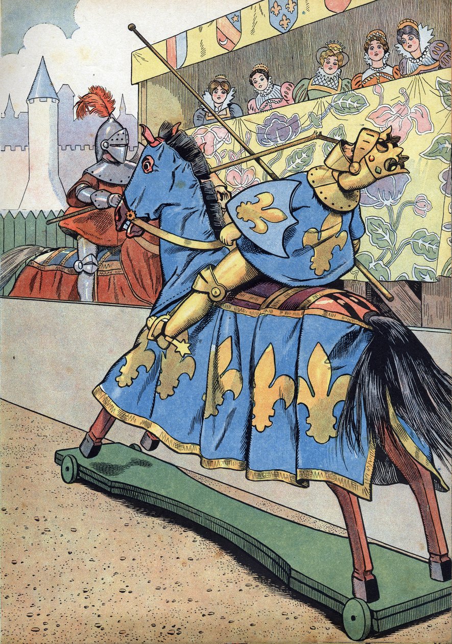 Scéna z dějin Francie v hračkách: Smrt francouzského krále Jindřicha II. (1519-1559). V den svatby jeho dcery Alžběty se Španělským Filipem II., 30. června od pseudonym for Onfray de Breville Jacques Job