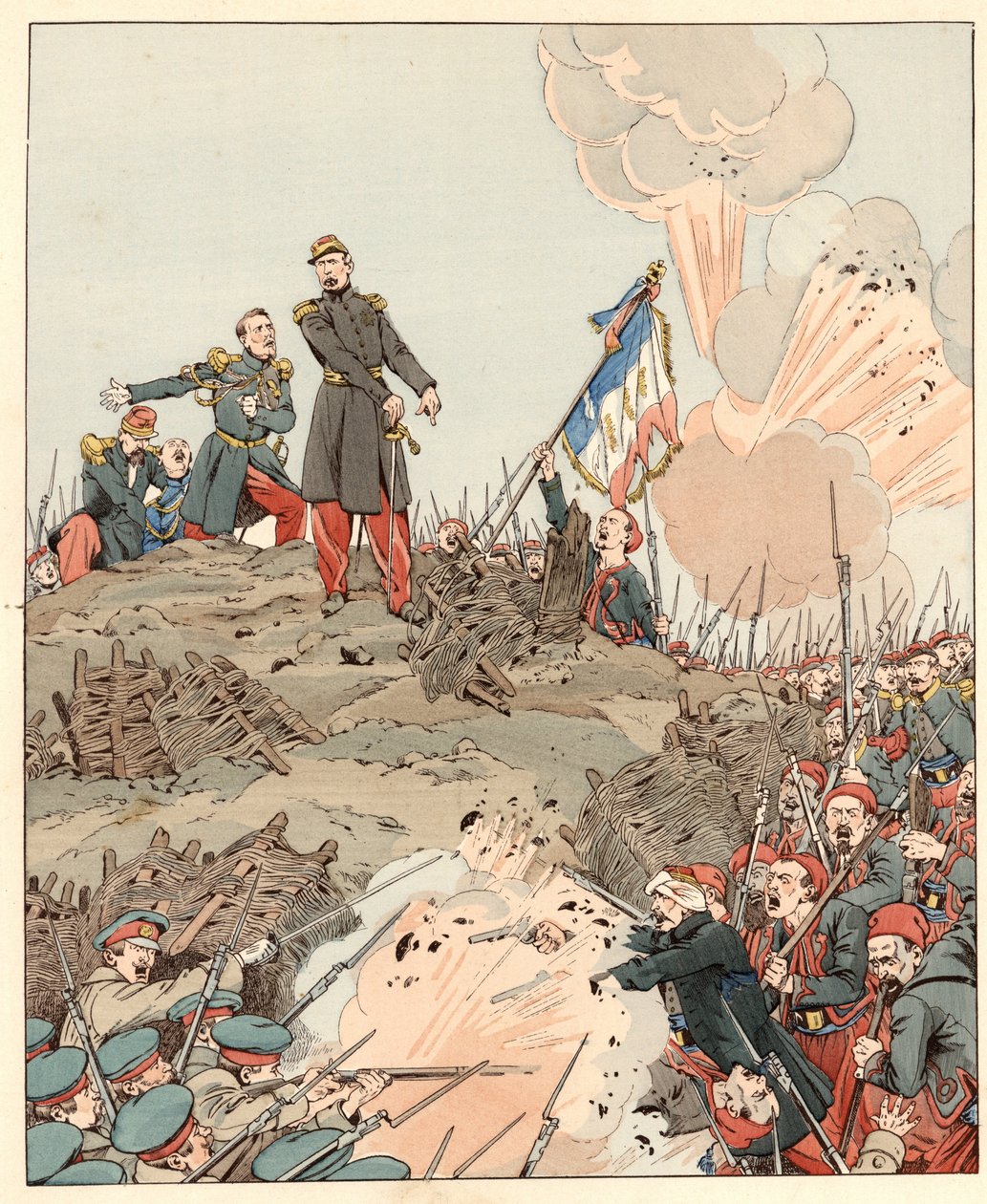 Sídlo Sebastopolu během krymské války, generál Patrice de Mac-Mahon (Mac Mahon) (1808-1893) odpověděl „J