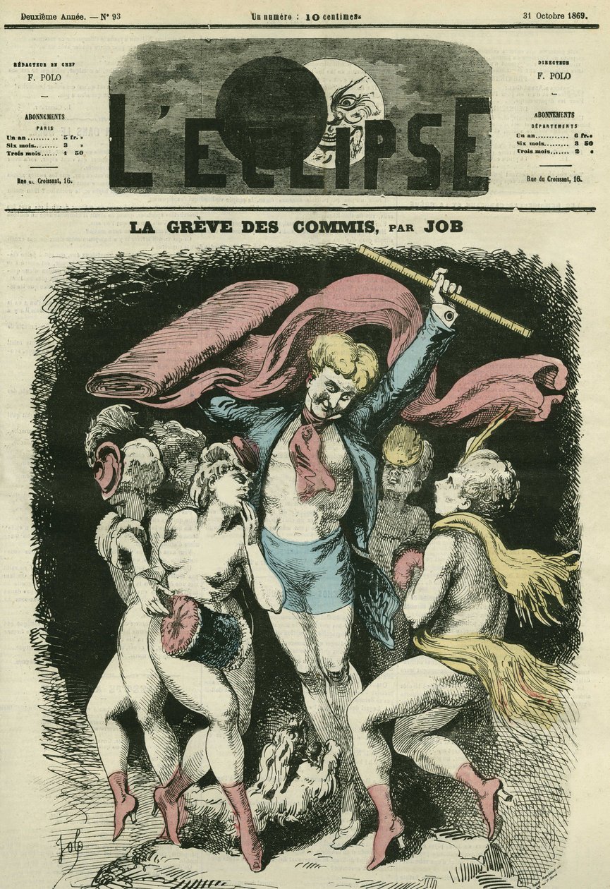 Úředníci stávkují, ilustrace navrhuje obléknout před zimou tanečníky Jean-Baptiste (Jean Baptiste) Carpeauxova „“La Danse“. Obálka „“L
