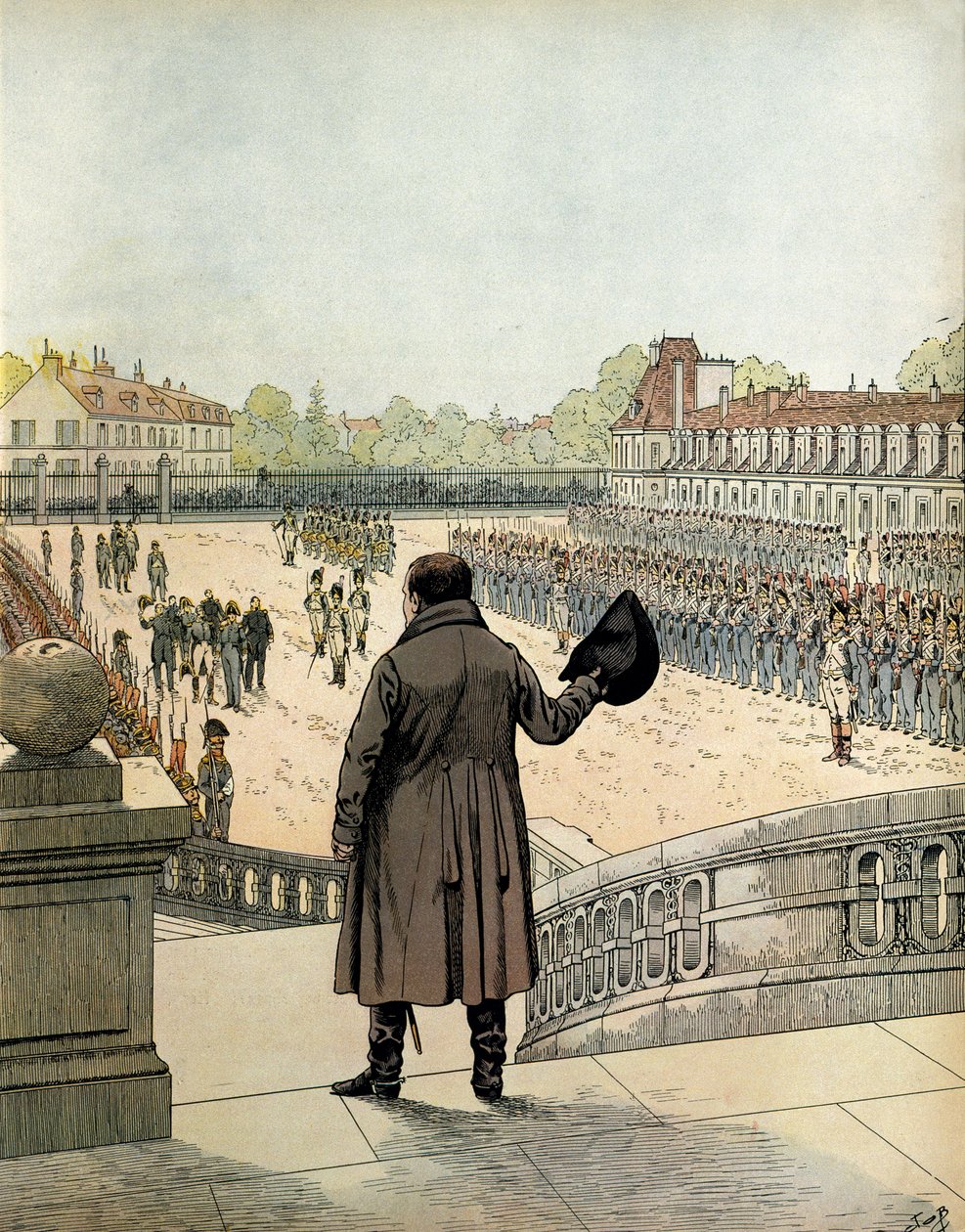 Rozloučení Napoleona I. Bonaparta (1769-1821) na nádvoří Cheval Blanc ve Fontainebleau dne 20. od pseudonym for Onfray de Breville Jacques Job