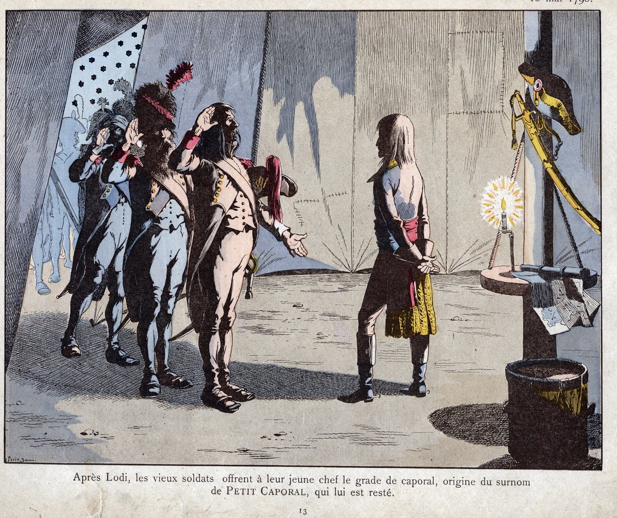 Staří vojáci italské armády jmenovali Bonaparte desátníkem po bitvě u Lodi od pseudonym for Onfray de Breville Jacques Job
