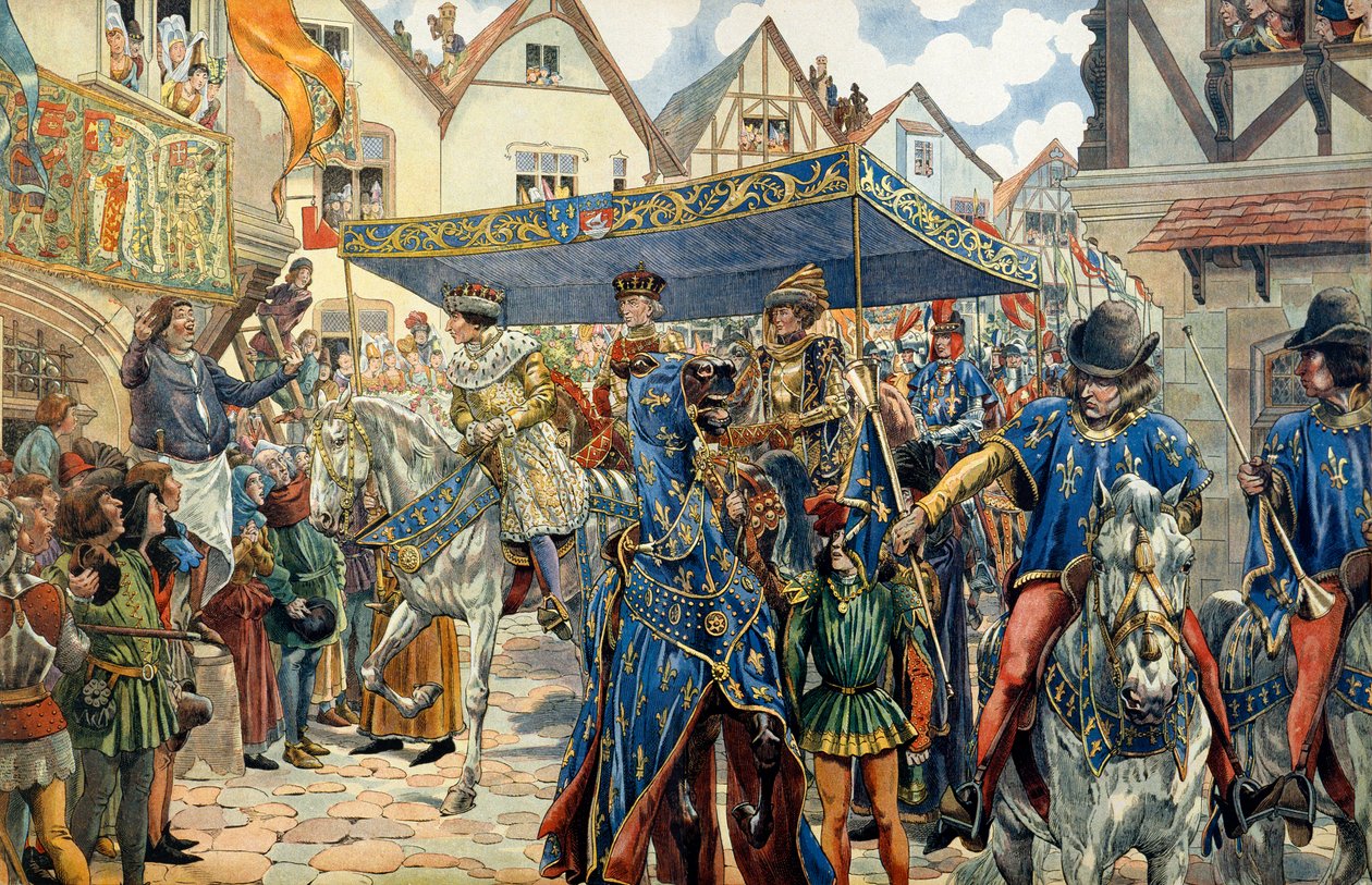 Triumfální vstup Ludvíka XI. Francouzského, známého jako Prudent (1423-1483) v Paříži 30. od pseudonym for Onfray de Breville Jacques Job