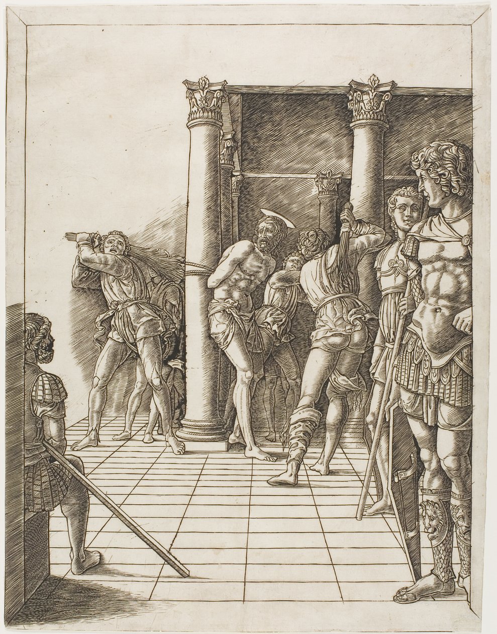 Bičování Krista s chodníkem od school of Andrea Mantegna
