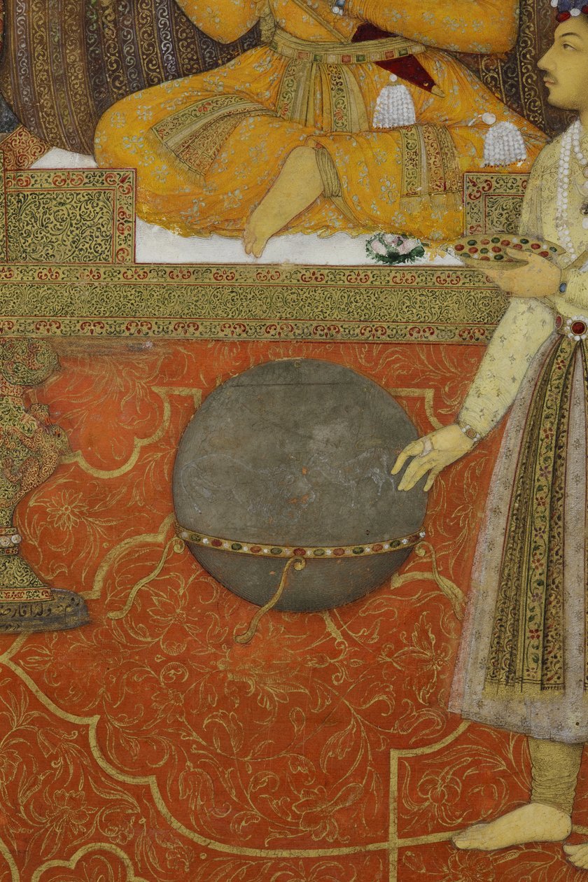 Detail z obrazu Císař Šáhdžahán na pavím trůnu, 1640 (neprůhledná čb a zlato na papíře) od son of Aqa Riza Abid