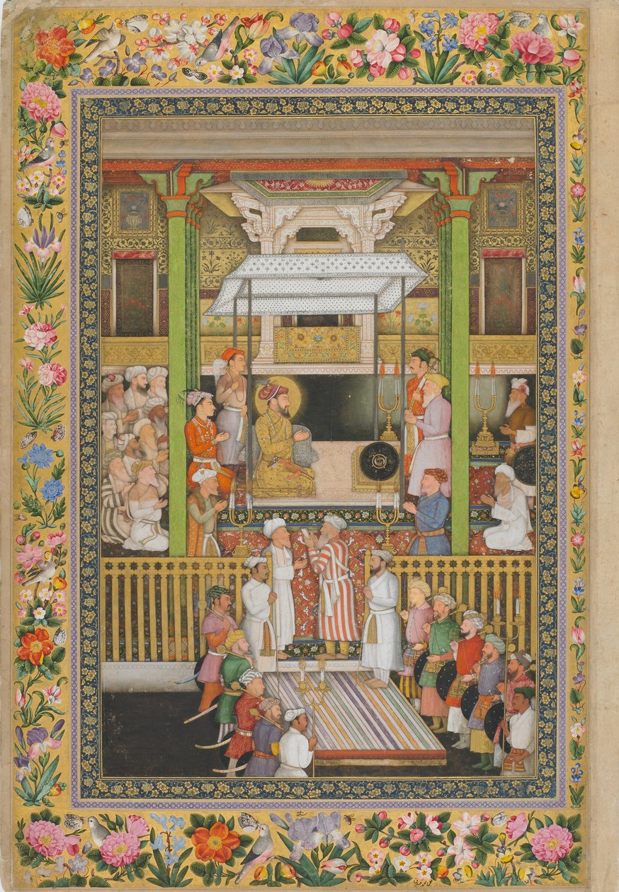 Noční oslava Prorokových narozenin, z Petrohradského alba, cca 1635-1752 (neprůhledný akvarel, tuš, stříbro a zlato na papíře) od son of Hoshang (attr.to) Bulaqi