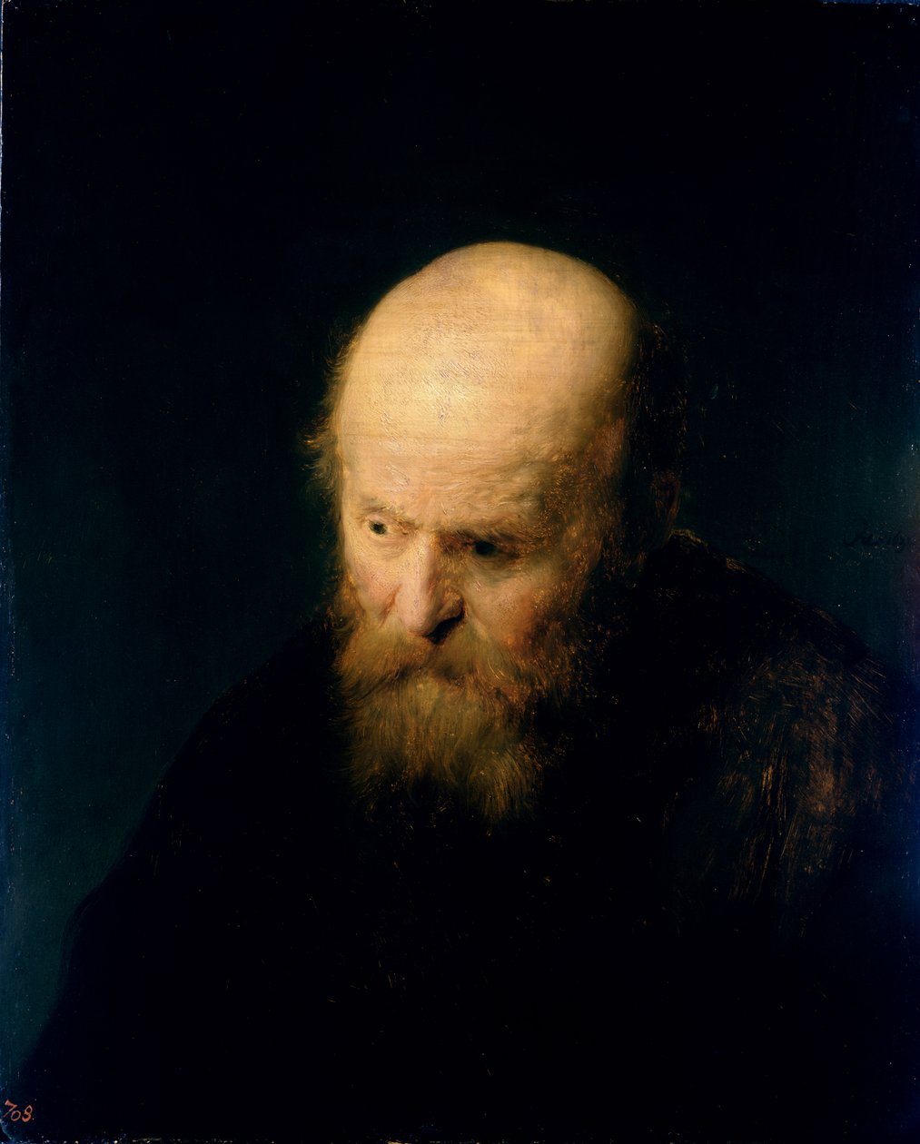 Hlava plešatého, starý muž, 1632 od studio of Rembrandt Harmensz. van Rijn