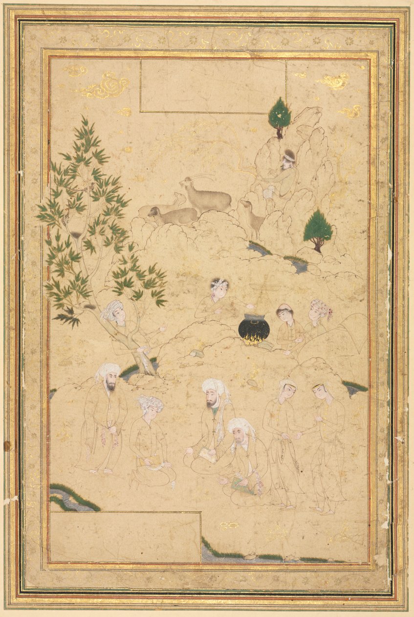 Piknik v horách; Jednostránkové ilustrace od style of Muhammadi