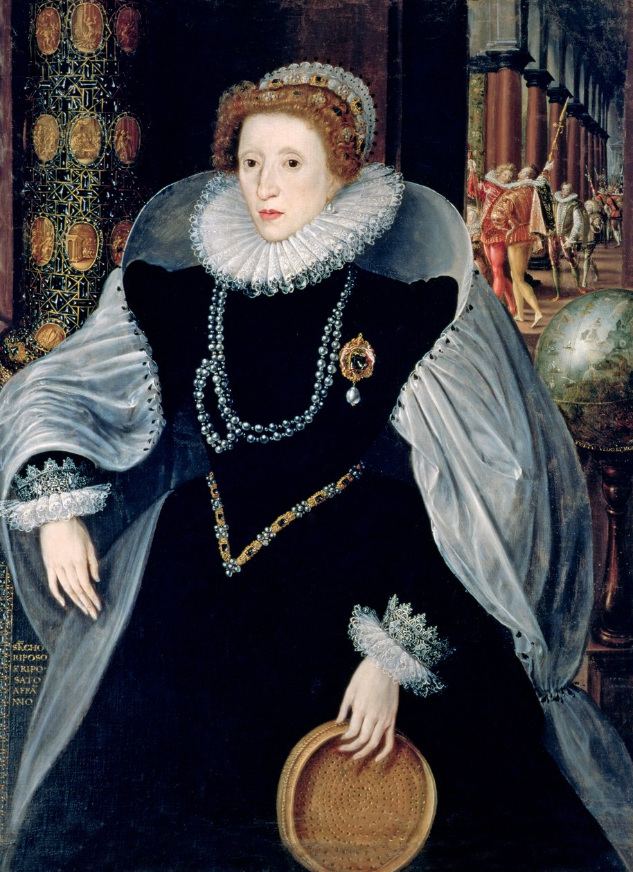 Síťový portrét královny Alžběty I. ve slavnostním kostýmu, kolem roku 1583 (olej na plátně) od the Younger Quentin Massys or Metsys