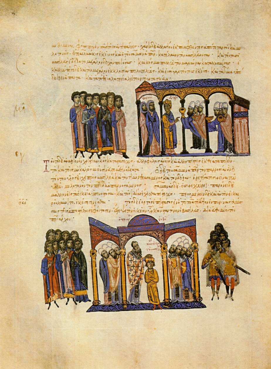 Skyllitzes Matritensis, fol. 114v. Miniatury od Unknown