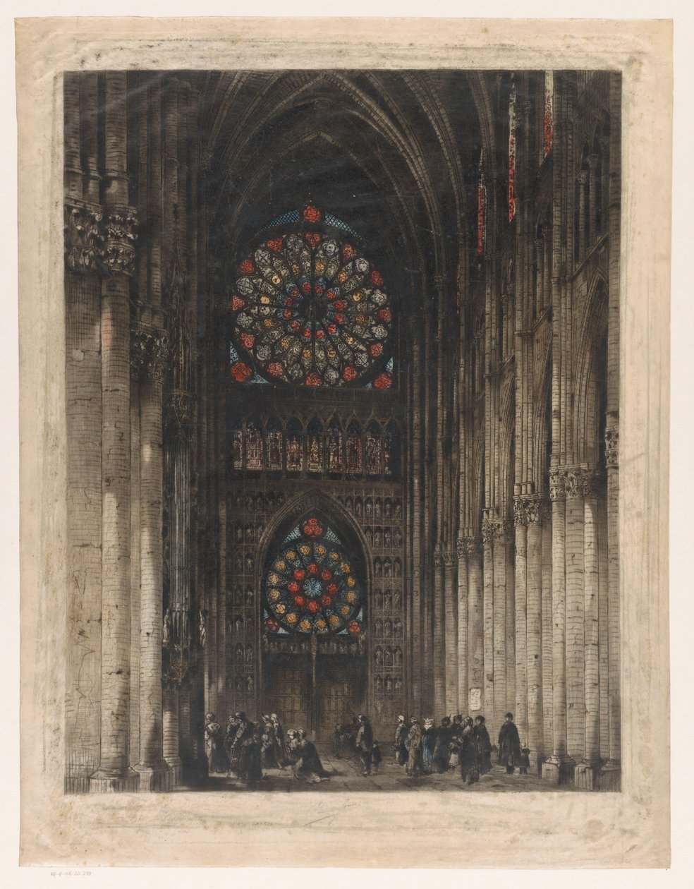 Pohled na růžová okna katedrály v Remeši od unknown (signed by artist)