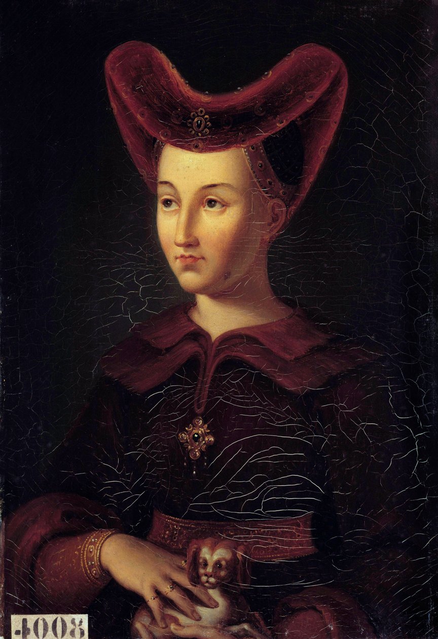 Portrait of Marguerite de Baviere, Duchess of Burgundy (1363-1423) Painting by Vincent Nicolas Raverat (1801-1865) from an original from 1423. 1847. Sun 0,42x0,3 m   1407374   cs       czech Successfully Translated  Original: Satire på underofficer Sigvard od vincent Nicolas Raverat