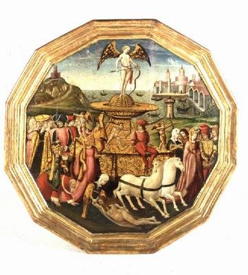 Podnos na narození: Triumf lásky (tempera na desce)d od workshop of Apollonio di Giovanni