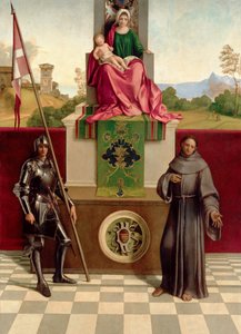 Madona a dítě mezi svatým Františkem a svatým Nicasiem (Castelfranco Madonna) kolem 1503-04 (olej na dřevě) od Giorgione
