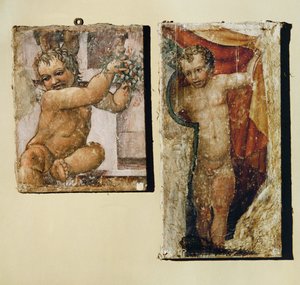 Putto s květinami, putto se závěsem od (1509-66) Daniele da Volterra