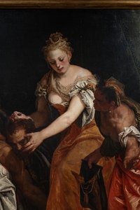 Judith s hlavou Holoferna, detail