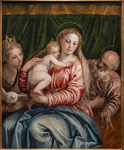 Madona a Jezulátko mezi S. Kateřinou z Alessandrie a Petrem, detail