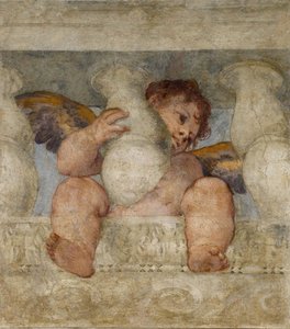 Anděl sedící na balustrádě par Veronese, Paolo (1528-1588). Freska, rozměr: 115x87 od Veronese