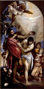 Křest Kristův. Obraz Paolo Caliari dit Paolo Veronese (1528-1588) od Veronese