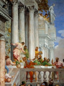 Svatba v Káně, detail: sloupy a balkon. Freska od Paola Veronese (1528-1588) Ec. pá. od Veronese