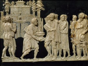 Prezentace modelu fontány v Pratolinu pro Francesca I, Jean de Boulogne aka Giambologna (1529-1608), vosková dlaždice od Giambologna