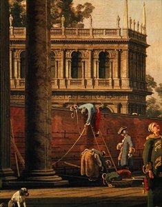 Capriccio muže šplhajícího po zdi (olej na plátně) od Canaletto