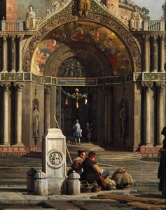 Detail Capriccio kostela (olej na plátně) od Canaletto