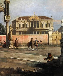 Detail městského domu a náměstí (olej na plátně) od Canaletto