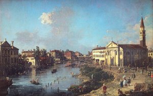 Dolo na Brentě s kostelem sv. Rocca a vilou Zanon-Bon od Canaletto