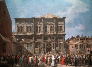 Svátek San Rocco, Benátky, asi 1735, Giovanni Antonio Canal známý jako Canaletto (1697-1768), olej na plátně