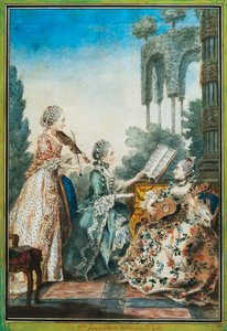 Tři dcery skladatele Joseph-Nicolas-Pancrace Royer (asi 1705-1755) provozující hudbu baletu Zaide